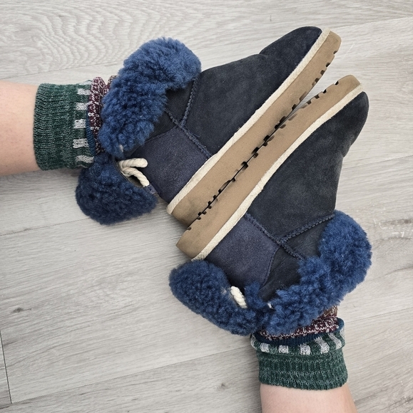 UGG | Selene Bailey II navy suede shearling lined boho slip-on boots | WMS 5 - Picture 10 of 13
